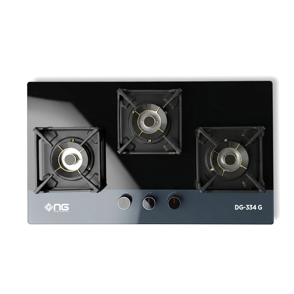 NasGas DG-334G (Auto & Safety) Built-in Hob – 3 Large 5.5Kw Burners with Tempered Glass Top
