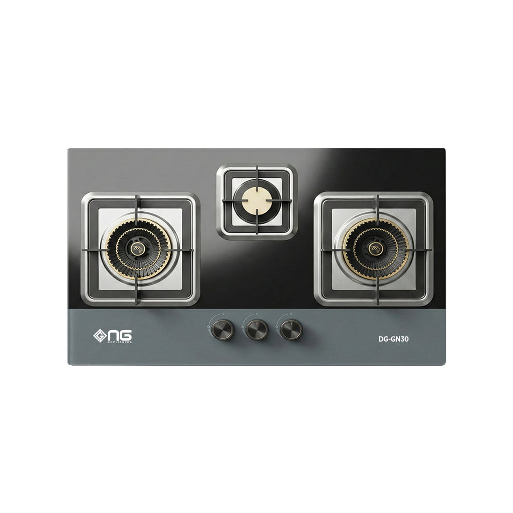 NasGas DG-GN30 Built-in Hob – 3 Burner Tempered Glass Gas Stove with 5.5Kw Burners