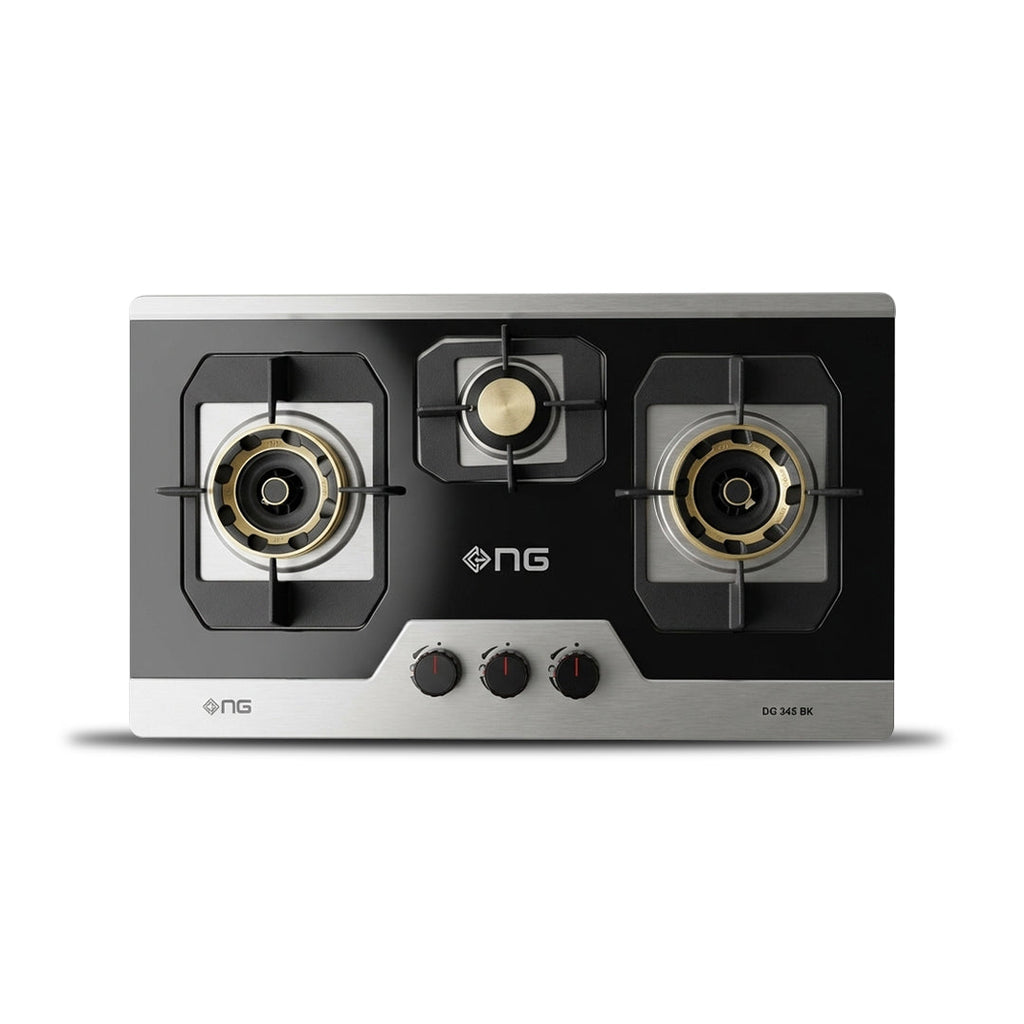 NasGas DG-345 BK Built-in Hob – 3 Burner Black Finished Stainless Steel Gas Stove
