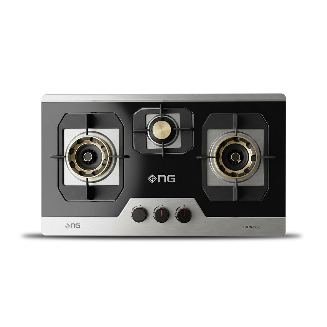 NasGas DG-345 BK Built-in Hob – 3 Burner Black Finished Stainless Steel Gas Stove