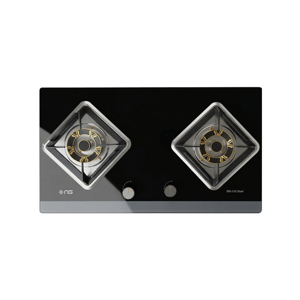 NasGas DG-31 G Dual (LPG + Natural Gas) Built-in Hob – 2 Burner Tempered Glass Gas Stove with 5.5Kw Burners