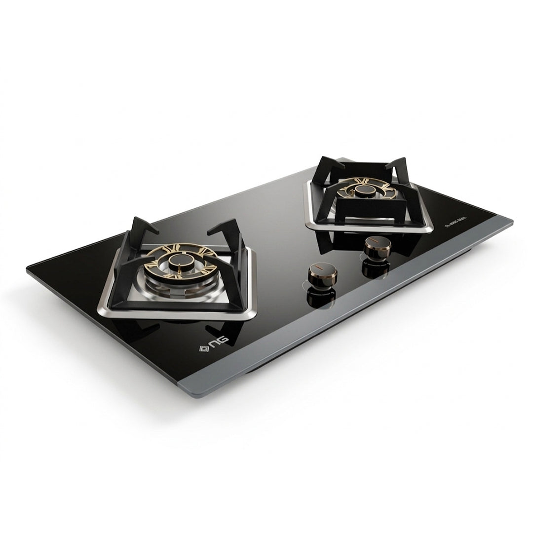NasGas DG-31 G Dual (LPG + Natural Gas) Built-in Hob – 2 Burner Tempered Glass Gas Stove with 5.5Kw Burners