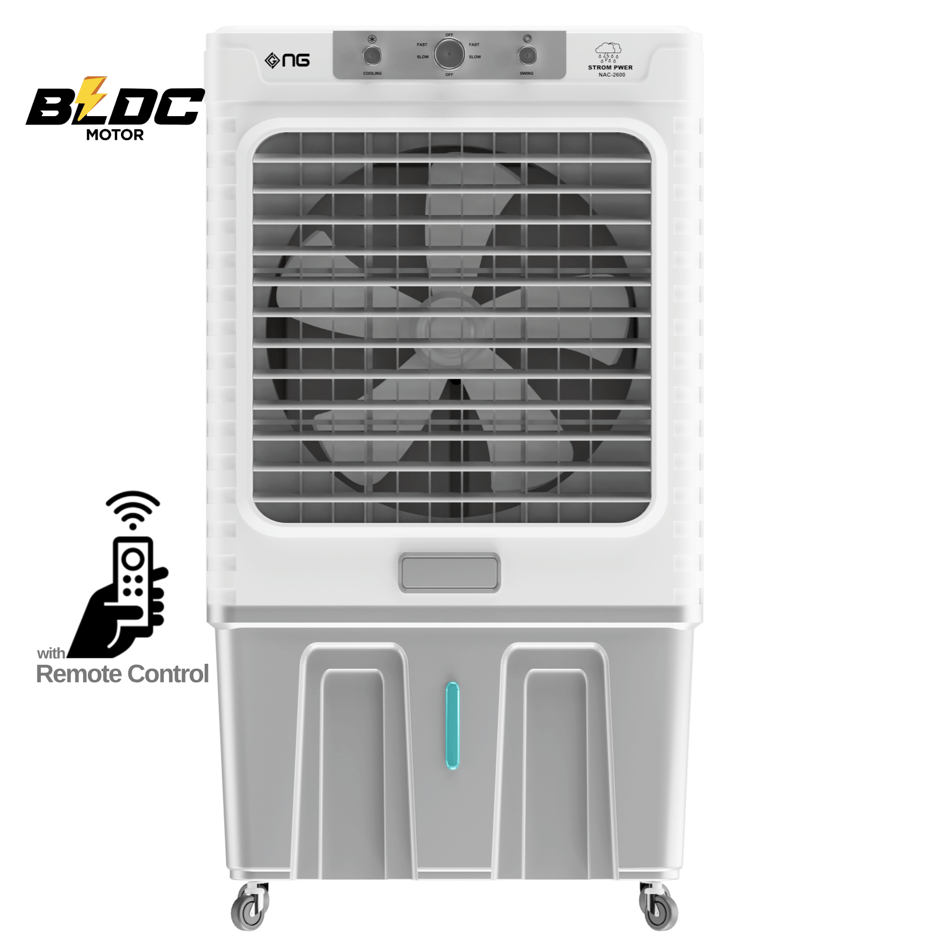 NasGas Eco-BLDC NAC-2600 | 120L Jumbo Water Tank | BLDC Air Cooler | 99.9% Copper Motor | 4-Bottle Ice Box | Energy Efficient