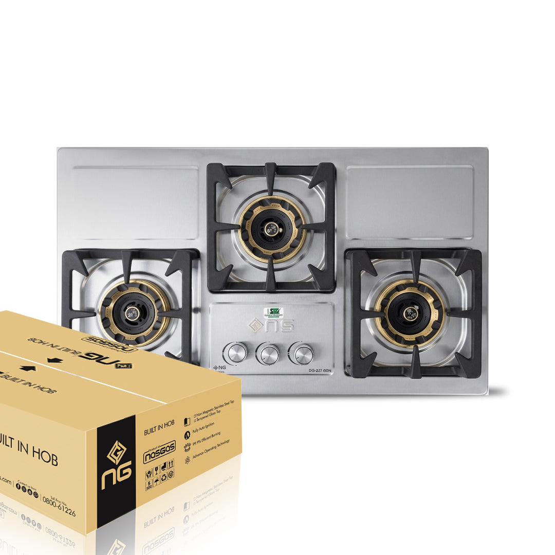 Nasgas Build In Hob DG-227 SDN – 3 Burner Stainless Steel Hob