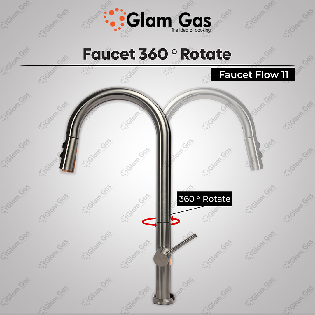 Glam Gas Flow-11 Kitchen Sink Mixer – Pull-Out Stainless Steel Faucet