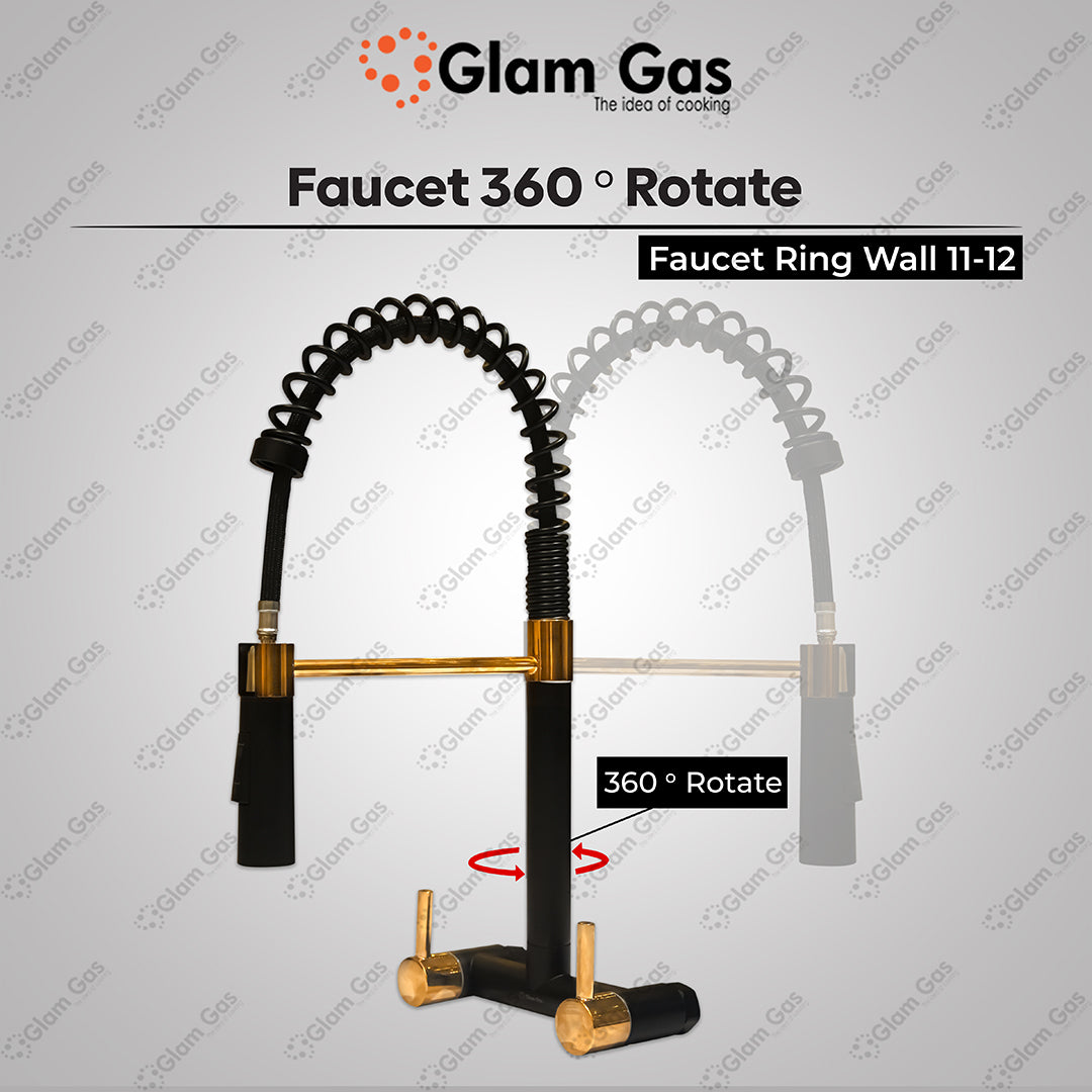 Glam Gas Wall 11-12 Ring Black Faucet – Wall-Mounted Pull-Out Mixer