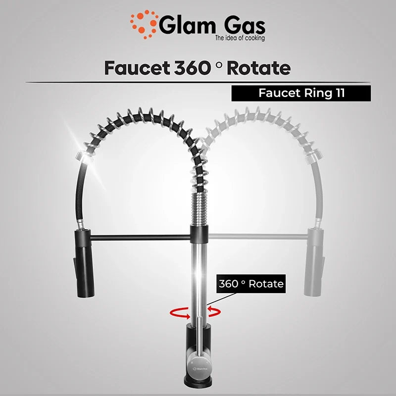 Glam Gas Ring-11 Kitchen Sink Mixer – Pull-Out Stainless Steel Faucet