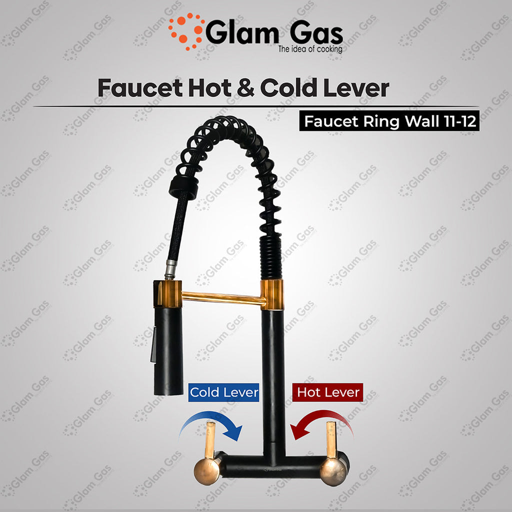 Glam Gas Wall 11-12 Ring Black Faucet – Wall-Mounted Pull-Out Mixer