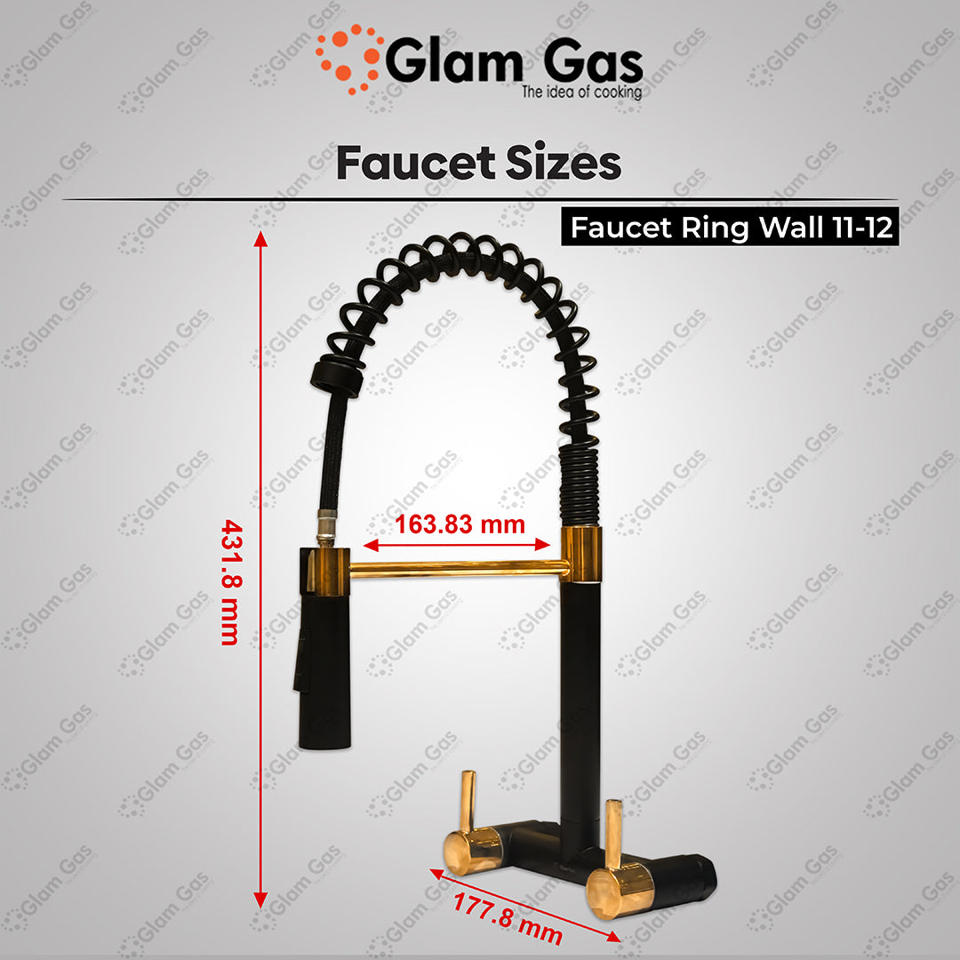 Glam Gas Wall 11-12 Ring Black Faucet – Wall-Mounted Pull-Out Mixer