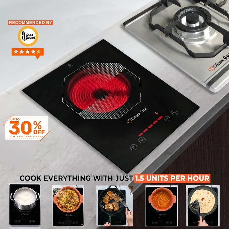 Glam Gas Hot Glow-B120 Infrared Ceramic Cooker – 2200W Built-in or Tabletop