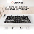 Glam Gas Digital 3 Burner Built-in Hob – Tempered Glass, Four Finishes