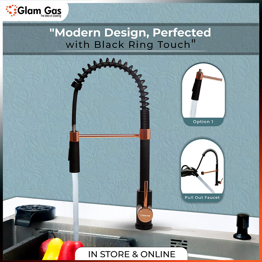Glam Gas Ring-12 Kitchen Sink Mixer – Pull-Out Faucet with Swivel Spout