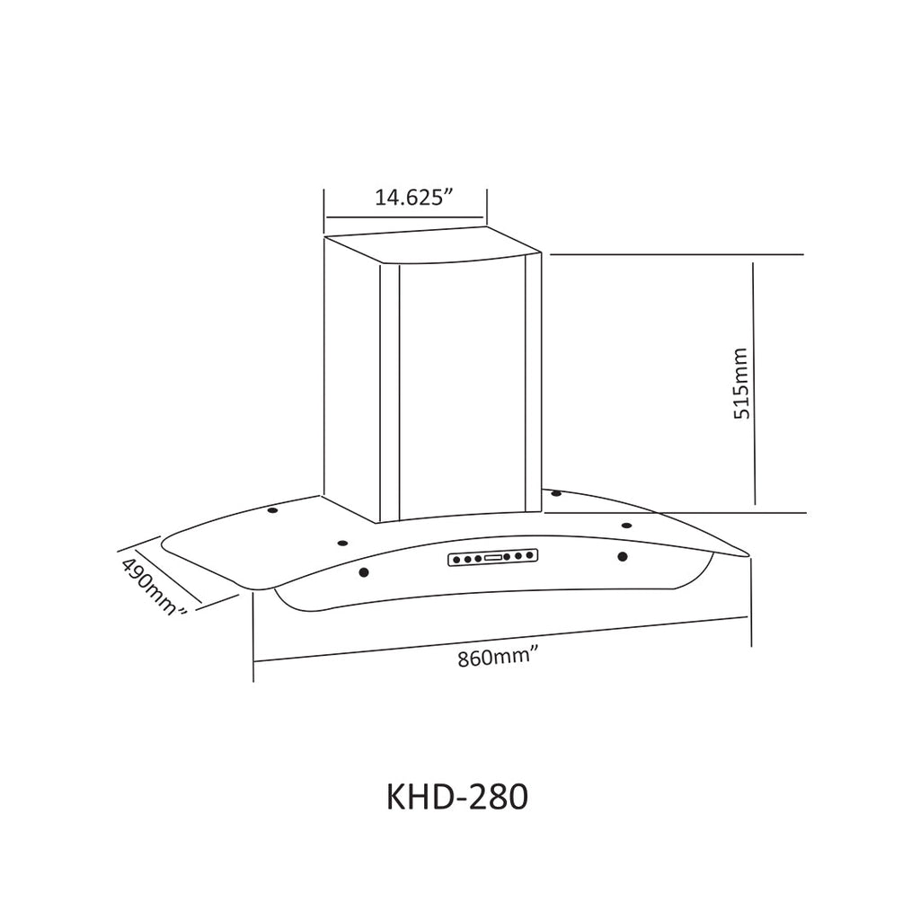 NasGas 86cm Smart Arc Glass Kitchen Hood (KHD-280)