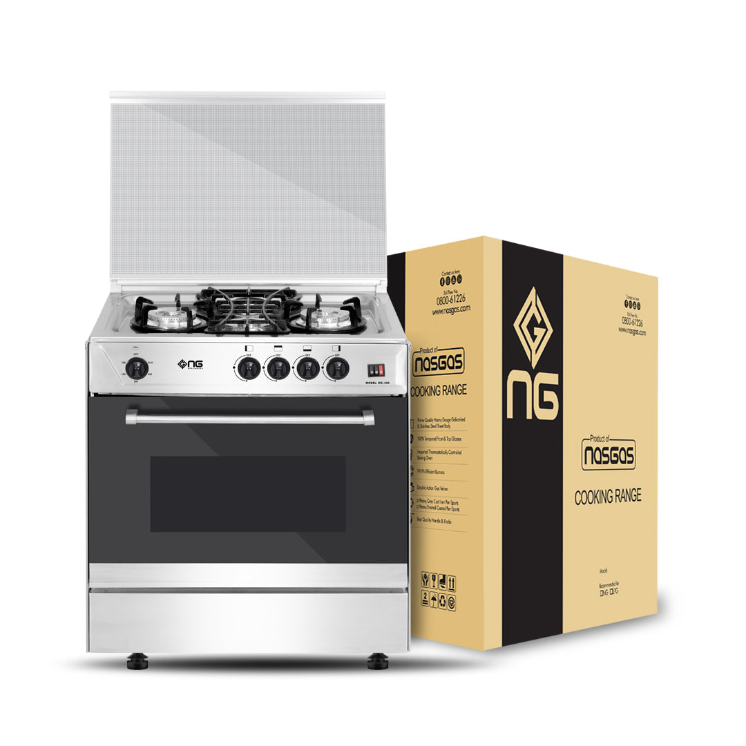 NasGas Cooking Range DG-430 Single Door –3 Burner, Stainless Steel Body