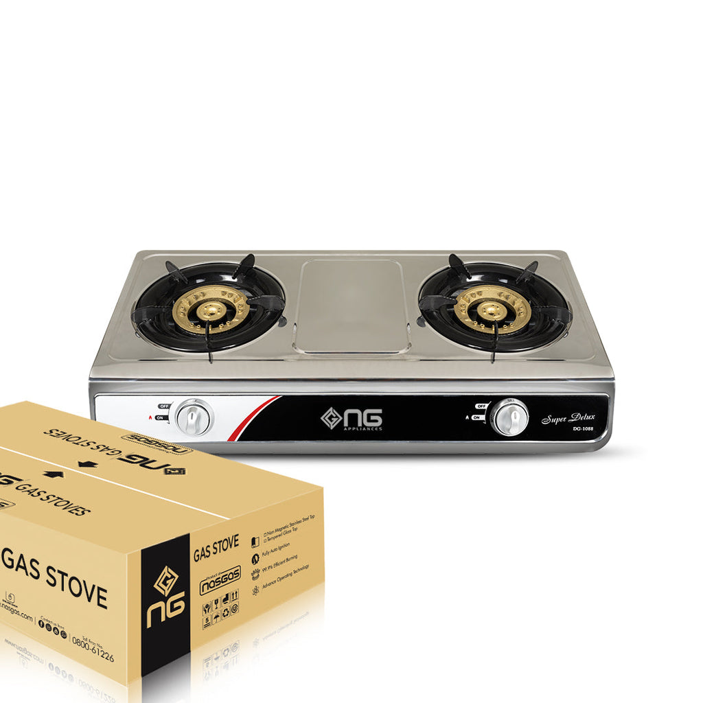 NasGas DG-1088 Auto Ignition Steel Gas Stove - Double Nozzle Premium Burner