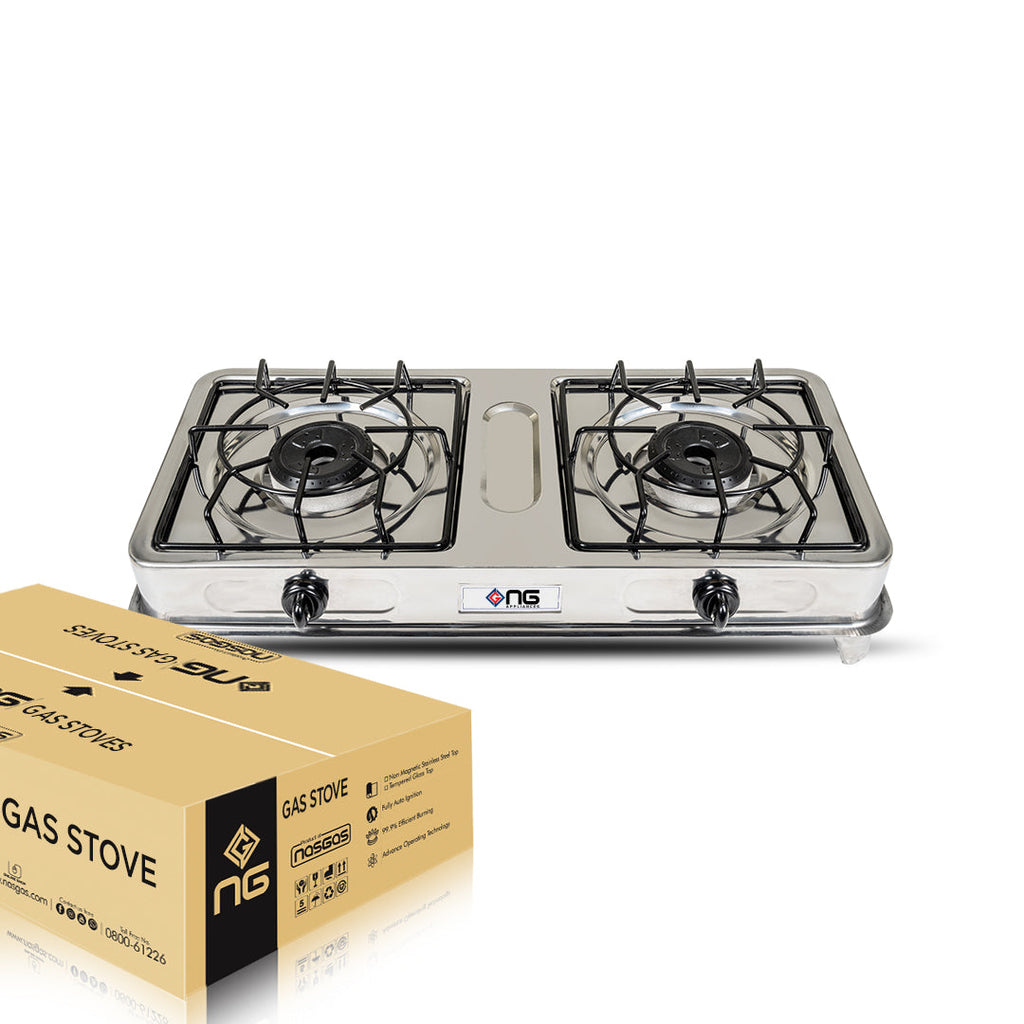 NasGas DG-112 S Double Nozzle Steel Gas Stove (Rust-Proof Body)