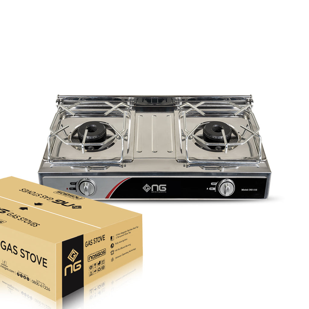NasGas DG-115 Stainless Steel Auto Ignition Gas Stove (2 Burner)