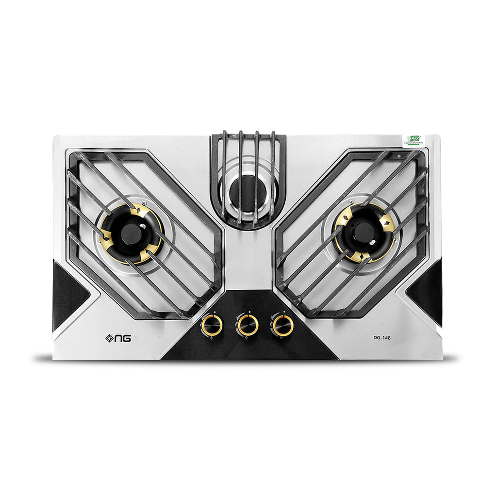 NasGas DG-148 Built-in Hob – 3 Burner Stainless Steel Gas Stove with Auto Ignition
