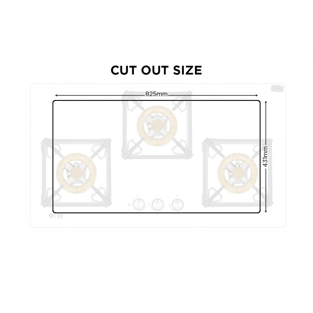 NasGas DG-227 G Built-in Hob – 3 Large 5Kw Burners with Tempered Glass Top
