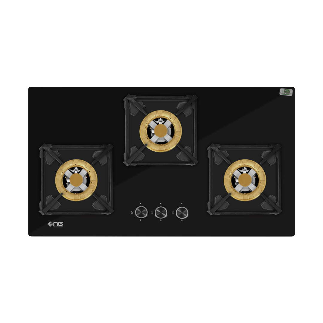 NasGas DG-227 G Built-in Hob – 3 Large 5Kw Burners with Tempered Glass Top