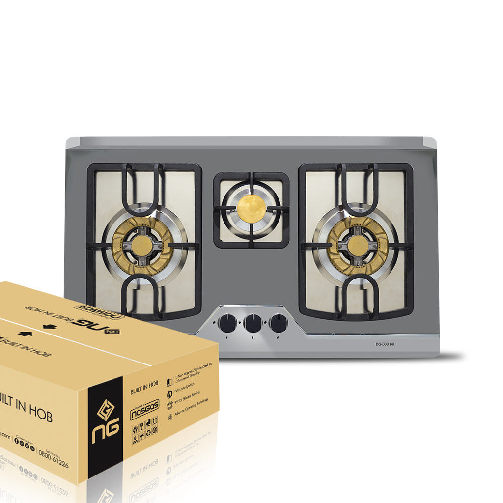 NasGas DG-333 BK Built-in Hob – 3 Burner Stainless Steel Gas Stove with 5.5Kw Burners