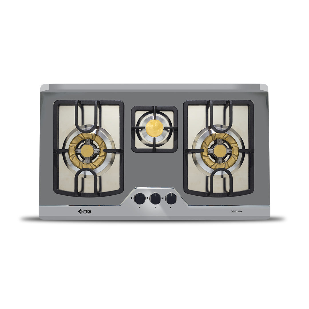 NasGas DG-333 BK Built-in Hob – 3 Burner Stainless Steel Gas Stove with 5.5Kw Burners