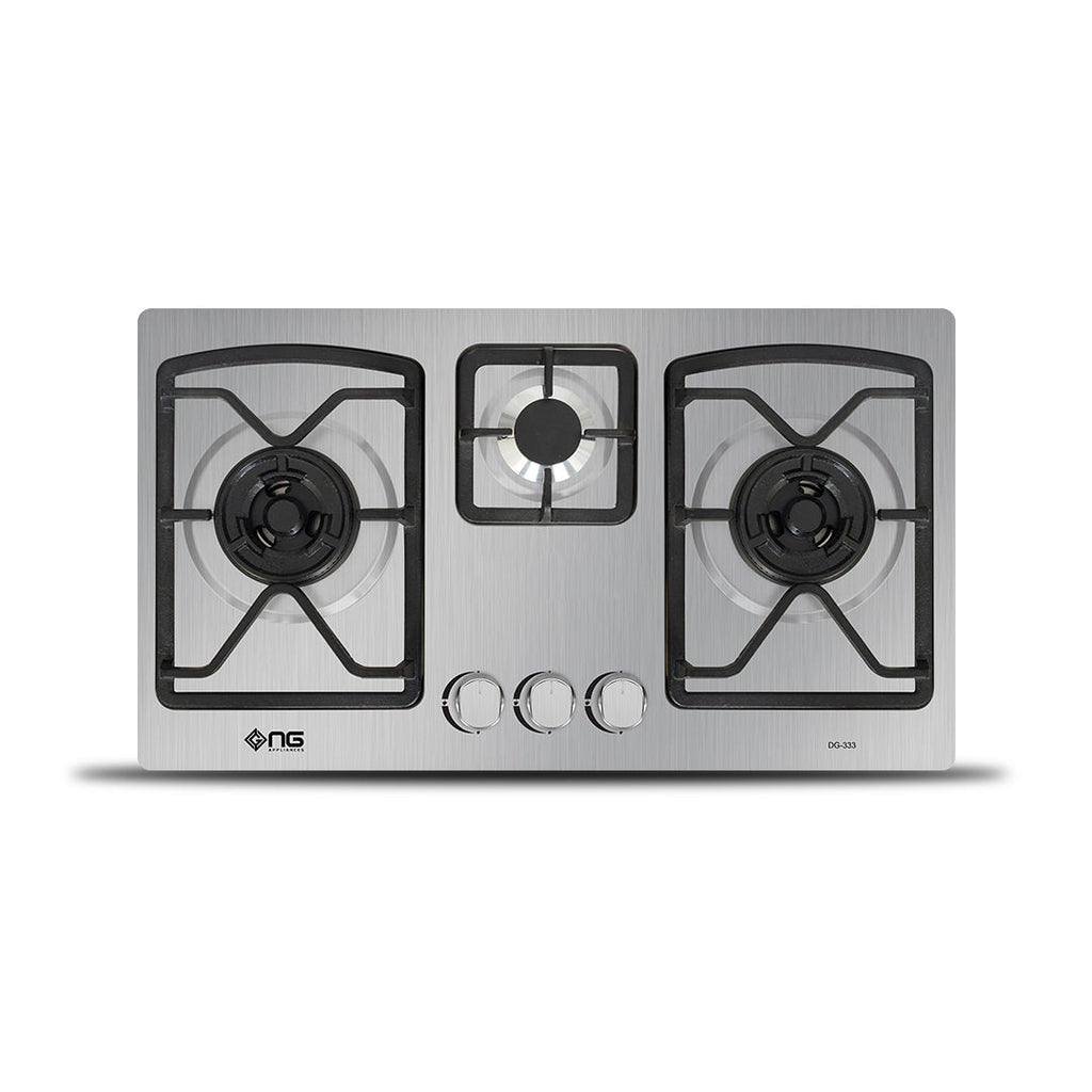 NasGas DG-333 Built-in Hob – 3 Burner Non-Magnetic Stainless Steel Gas Stove