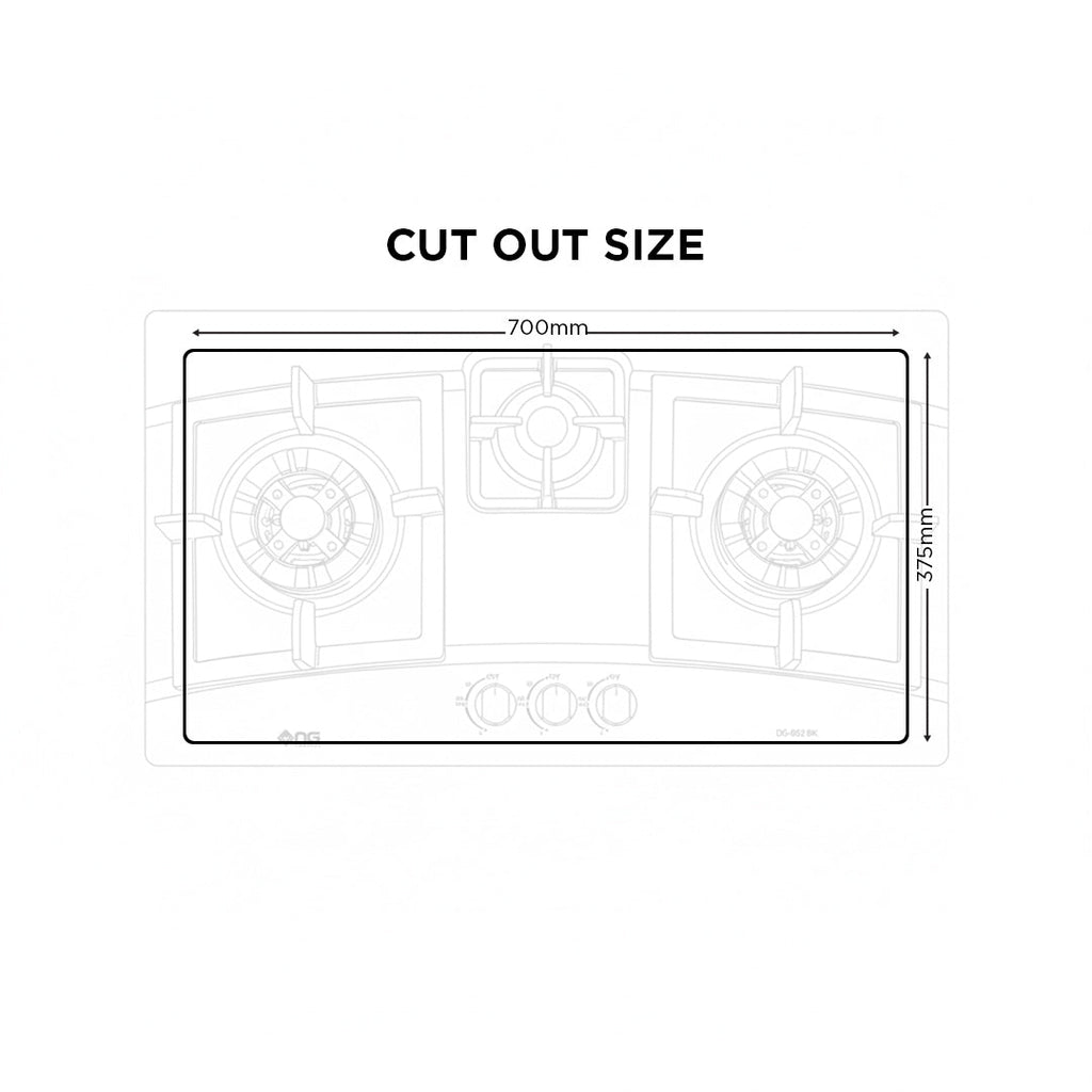 NasGas DG-932 BK Built-in Hob – 3 Burner Stainless Steel Top Gas Stove