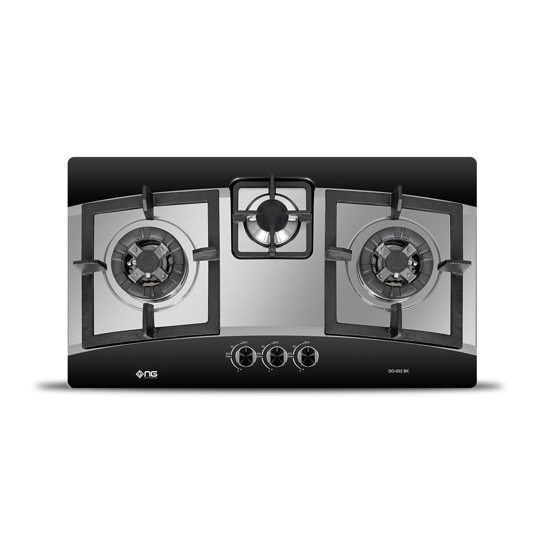 NasGas DG-932 BK Built-in Hob – 3 Burner Stainless Steel Top Gas Stove