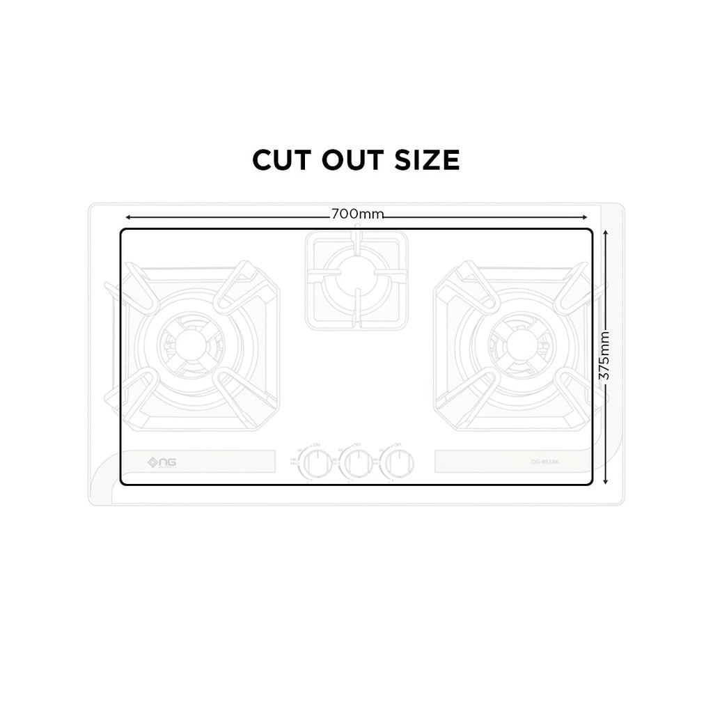 NasGas DG-933 BK Built-in Hob – 3 Super Prime Burners with Auto Agnition
