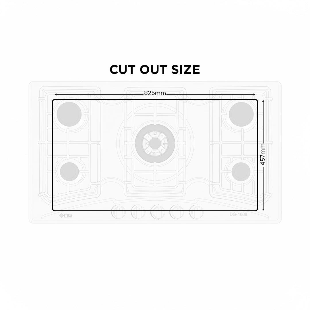 NasGas DG-555 S Built-in Hob – 5 Burner Stainless Steel Gas Stove with Auto Ignition