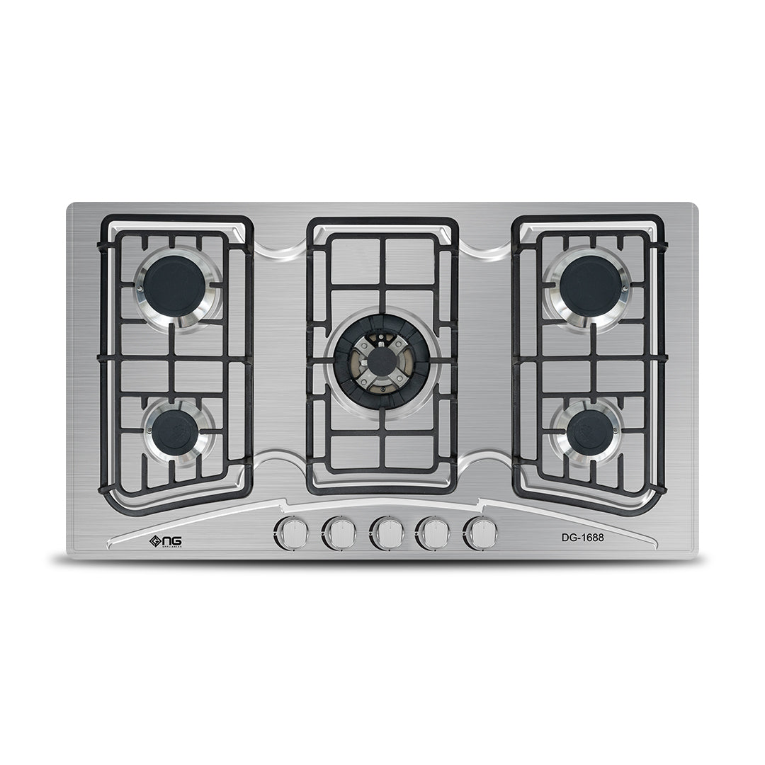NasGas DG-555 S Built-in Hob – 5 Burner Stainless Steel Gas Stove with Auto Ignition
