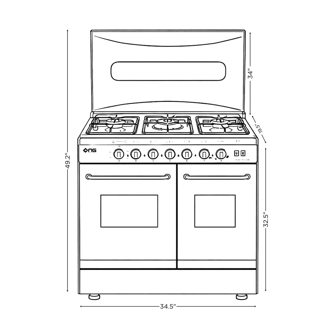 NasGas ECO-534 Cooking Range - 5 Burner Double Door