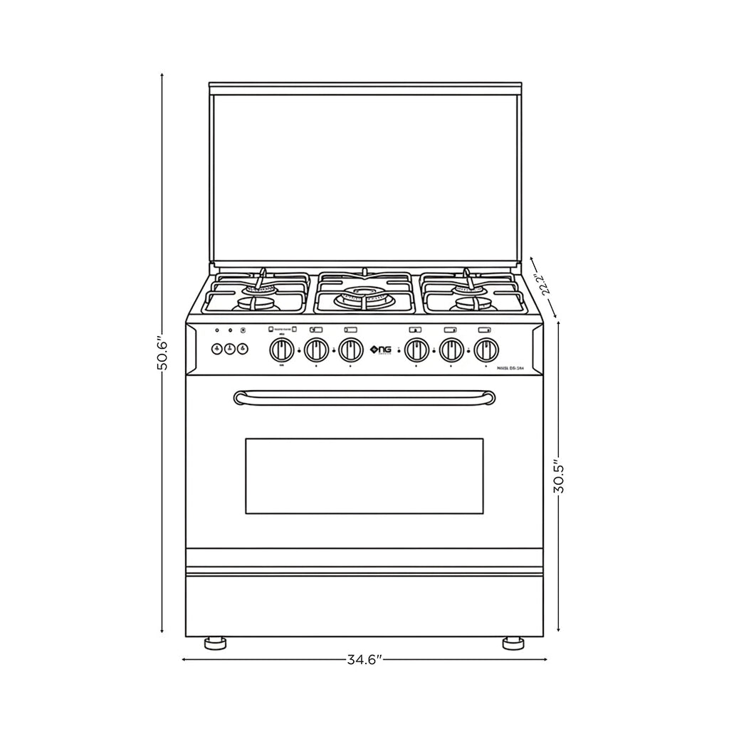 NasGas EXC-534 Cooking Range - 5 Burner Single Door - Stainless Steel