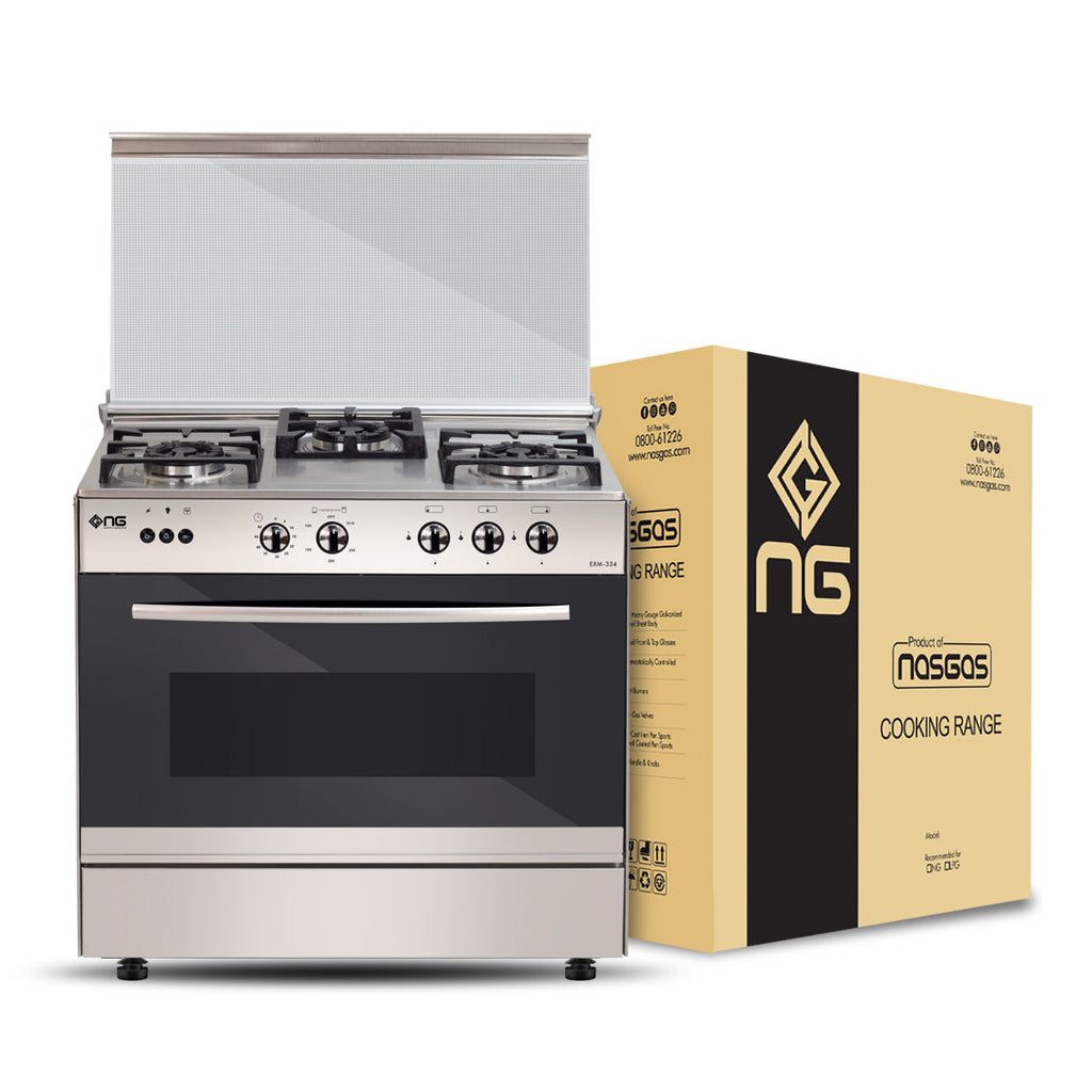 NasGas EXM-334 Cooking Range - 3 Burner Single Door - Stainless Steel