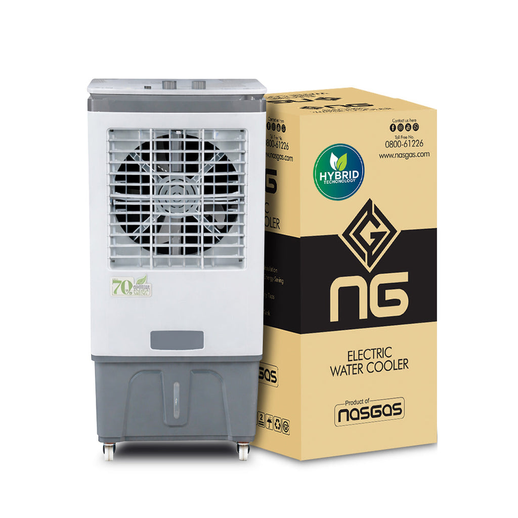 NasGas Eco-Hybrid NAC-2100 | AC/DC Dual Input Air Cooler | Hybrid Technology | Works on 220V & 12V Battery | 40L Tank