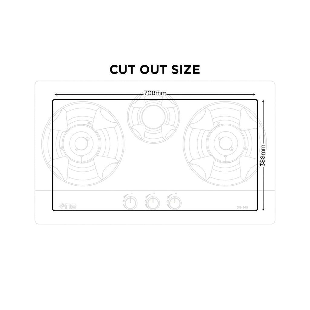NasGas Heavy Duty Built-in Hob (DG-145) – 3 Burners Stainless Steel with Auto Ignition