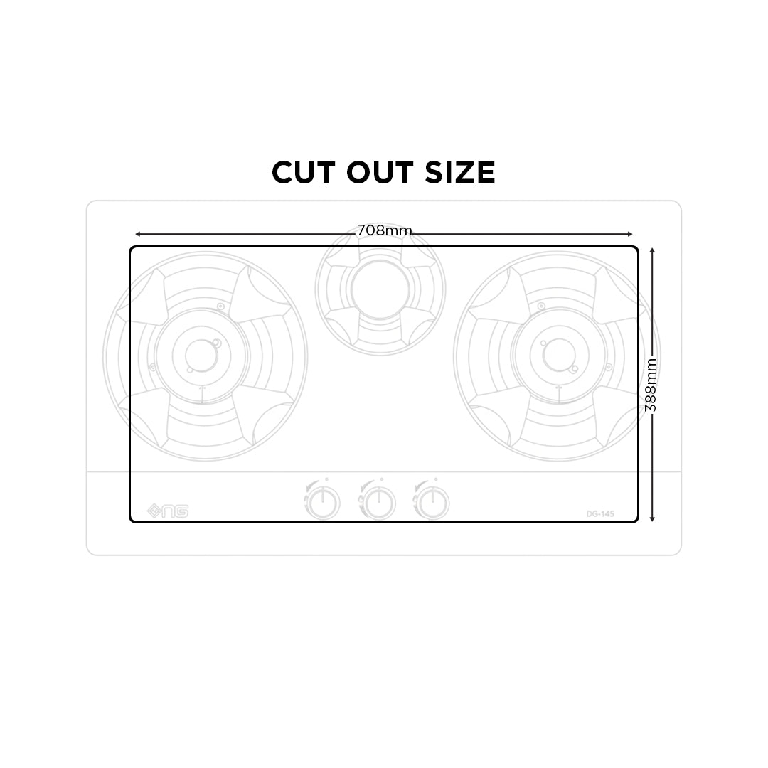 NasGas Heavy Duty Built-in Hob (DG-145) – 3 Burners Stainless Steel with Auto Ignition