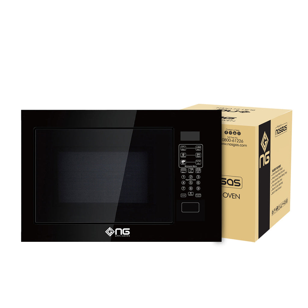 NasGas NG-E91E Built-in Microwave Oven with Grill (25L) - Digital Black Glass