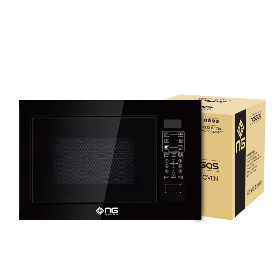 NasGas NG-E91E Built-in Microwave Oven with Grill (25L) - Digital Black Glass