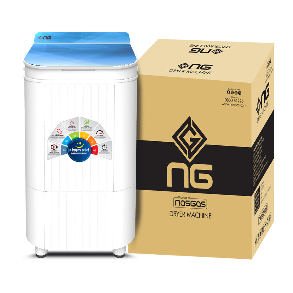 NasGas NGD-210 Glass Top 10Kg Spin Dryer (Jumbo Capacity)