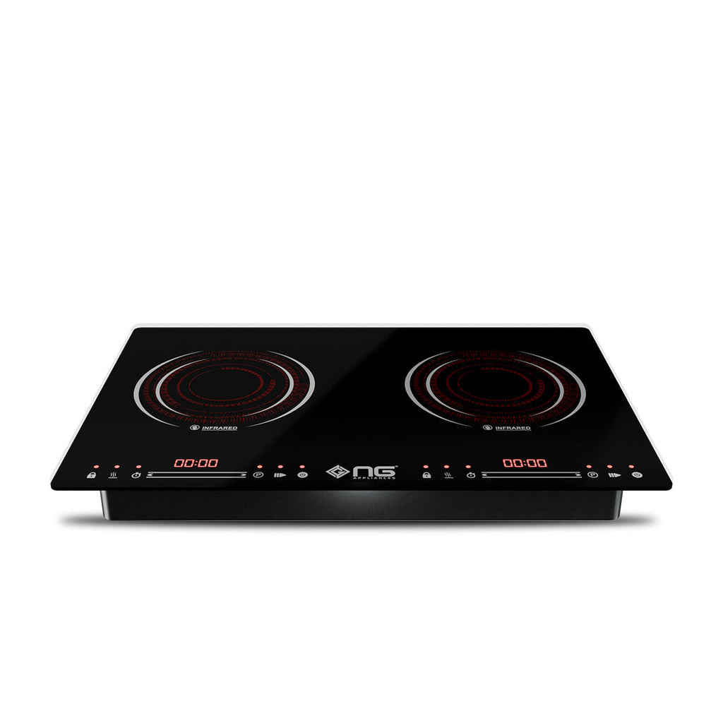 NasGas NTC-223 Double Burner Electric Stove & Infrared Cooker - 4400W Ceramic Glass
