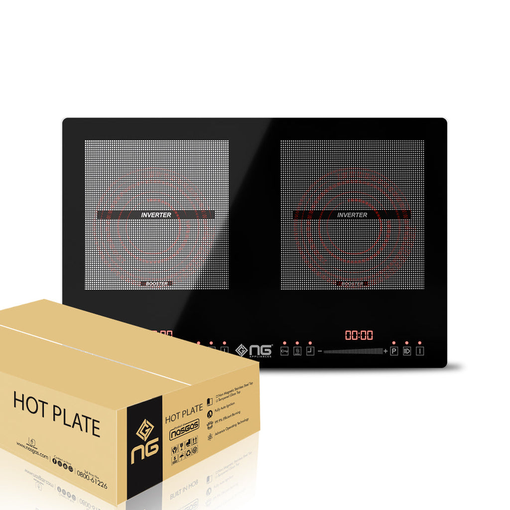 NasGas NTC-224 Double Burner Electric Stove & Infrared Cooker - 4400W Ceramic Glass