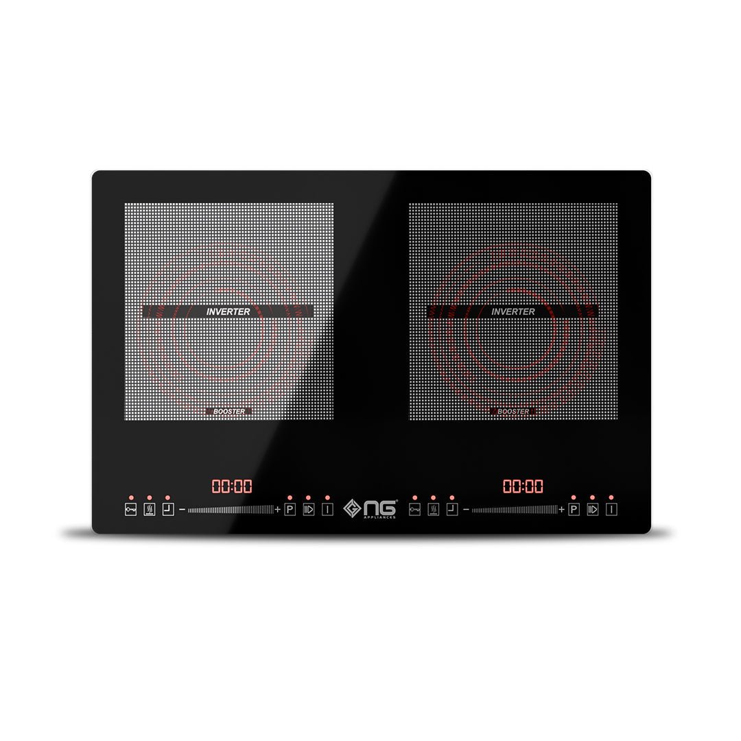 NasGas NTC-224 Double Burner Electric Stove & Infrared Cooker - 4400W Ceramic Glass