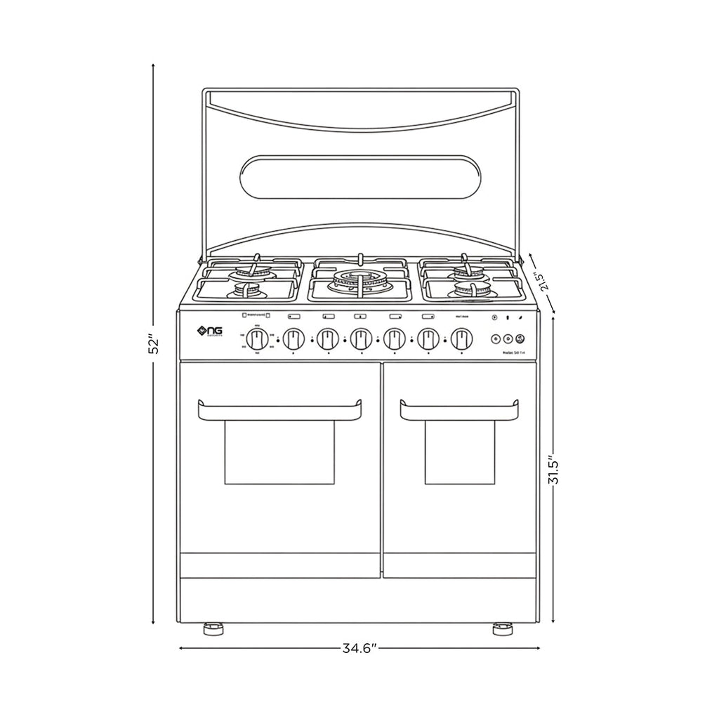 NasGas SG-534 Cooking Range - 5 Burner Double Door