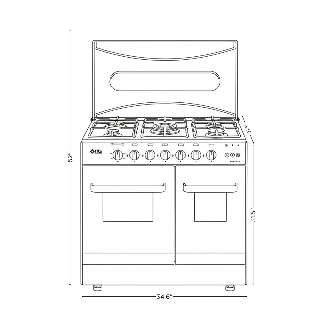 NasGas SG-534 Cooking Range - 5 Burner Double Door