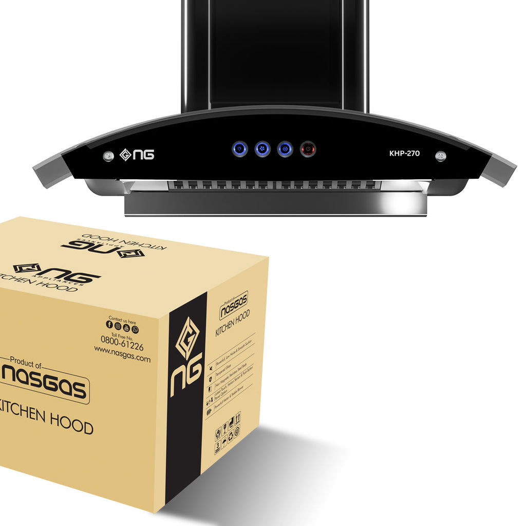 NasGas 90cm Heavy Duty Push-Button Kitchen Hood (KHP-270)