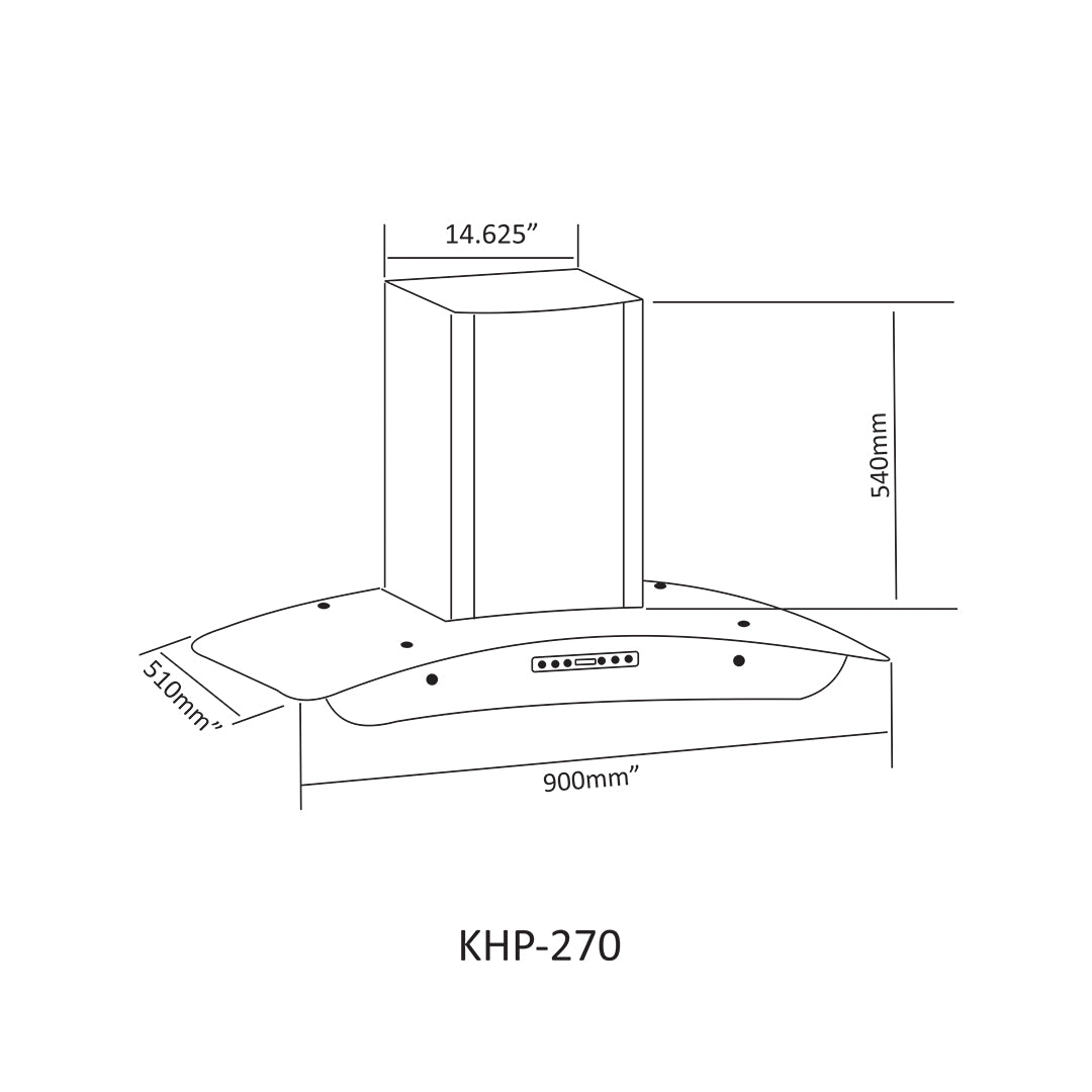 NasGas 90cm Heavy Duty Push-Button Kitchen Hood (KHP-270)