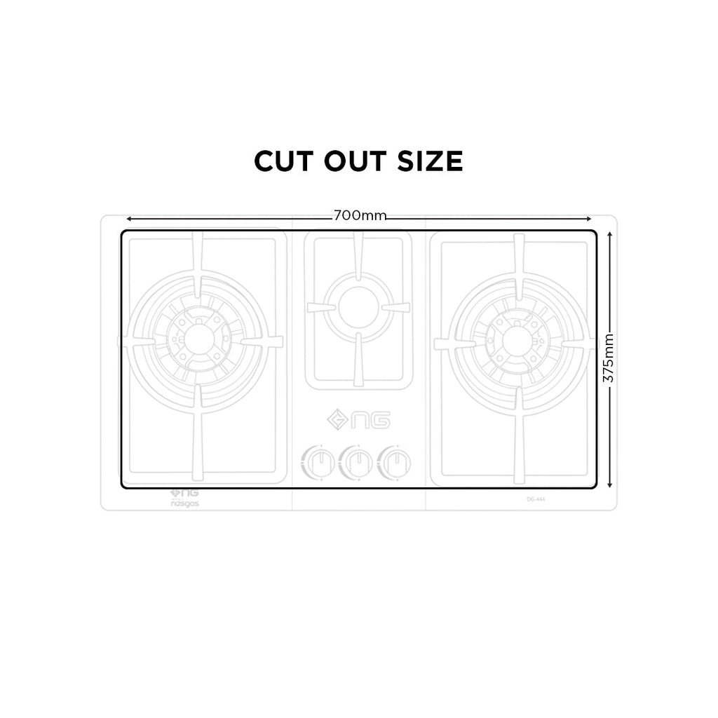Nasgas Built-In Hob DG-444 BK – 3 Burner Stainless Steel Gas Hob