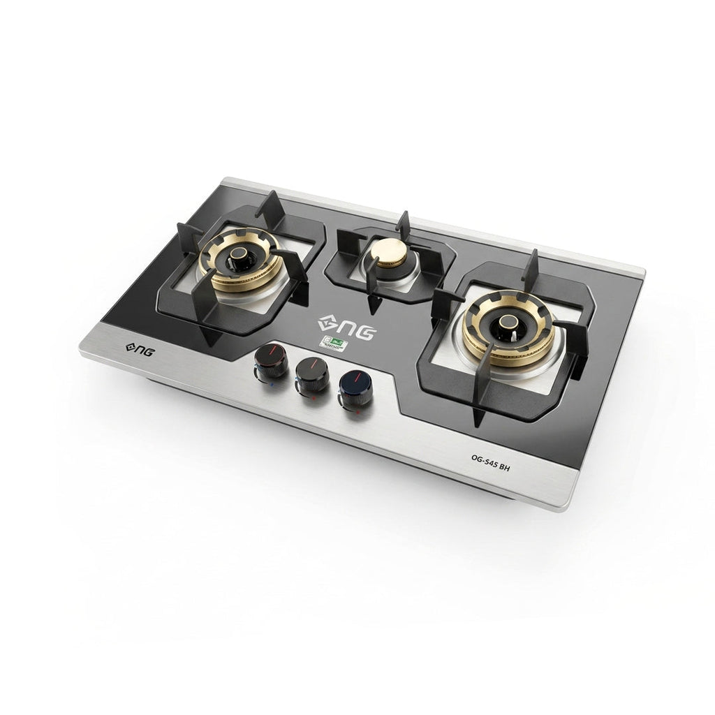 NasGas DG-345 BK Built-in Hob – 3 Burner Black Finished Stainless Steel Gas Stove